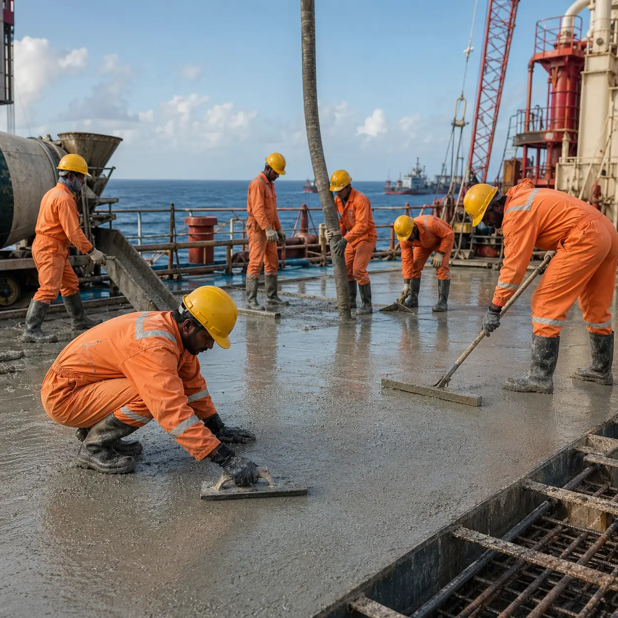 Barge deck concrete work