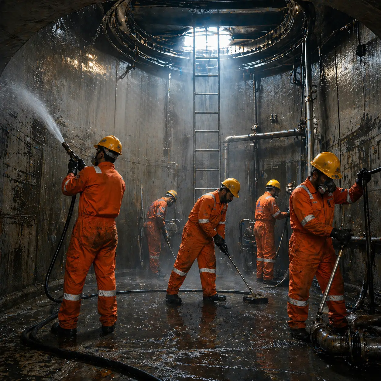 Industrial tank cleaning and power tooling